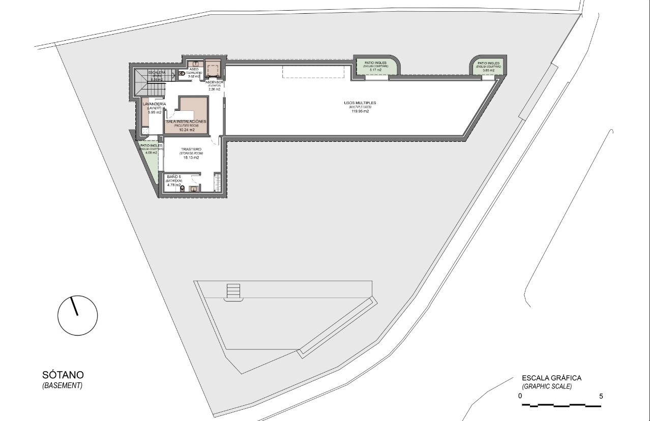 Basement level customizable architectural plan layout